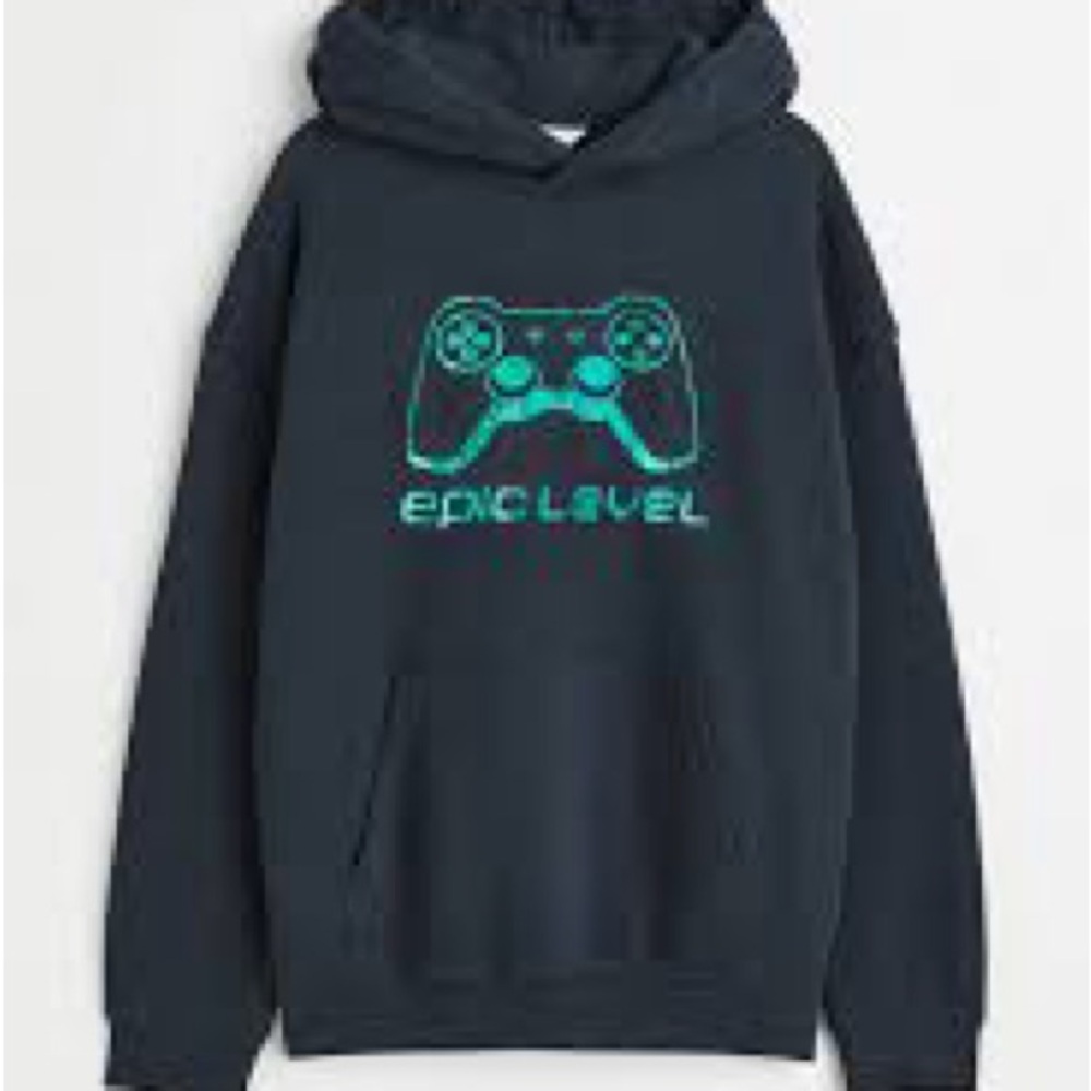 H&M Gaming Hoodie - Black with Teal Design